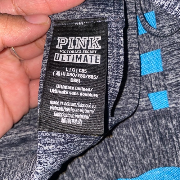 PINK Unlined Victoria’s Secret Gray Ultimate Sports Bra Size Large - Picture 2 of 2